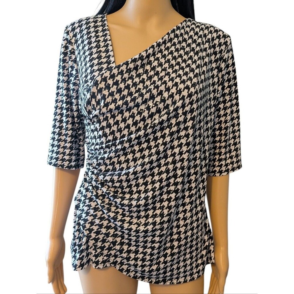 MSK Black & White Checkered Glimmer Shirt